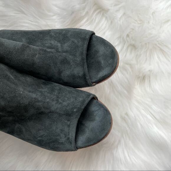 Alberto Fermani | Ancona Suede Open-Toe Slingback Sandal Bootie Heel Blue Grey - Picture 4 of 10